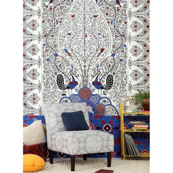 NWT Urban Outfitters Magical Thinking Peacock Garden Tapestry FESTIVAL BOHO - Picture 2 of 7